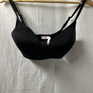 Victoria's Secret Wireless Bra Womens 32DD Black Excellent Plunge Mesh 11181661